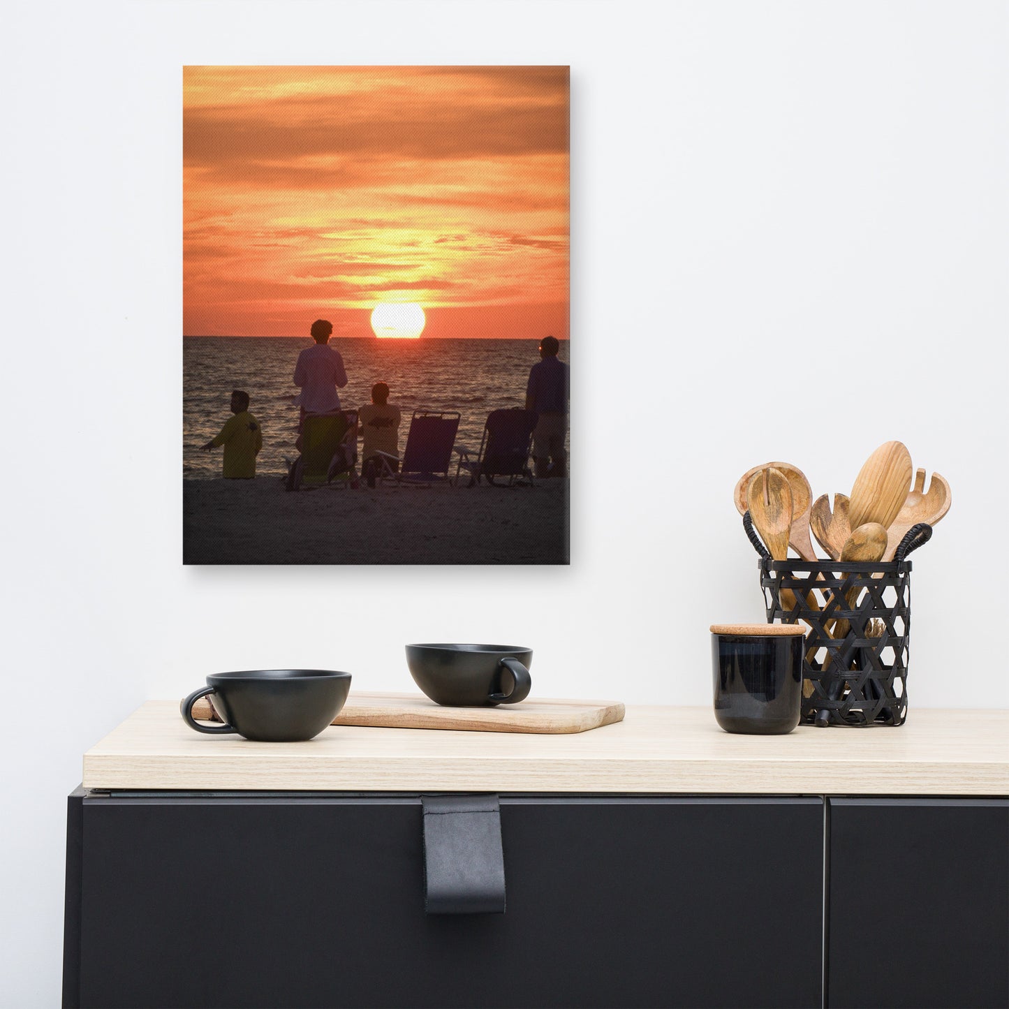 Summer Spectators Coastal Sunset Landscape Photo Canvas Wall Art Print