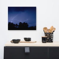 Lightning Over The Valley Night Nature Traditional Canvas Wall Art Print
