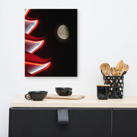 Moon Over Pagoda 1 Traditional Canvas Wall Art Print