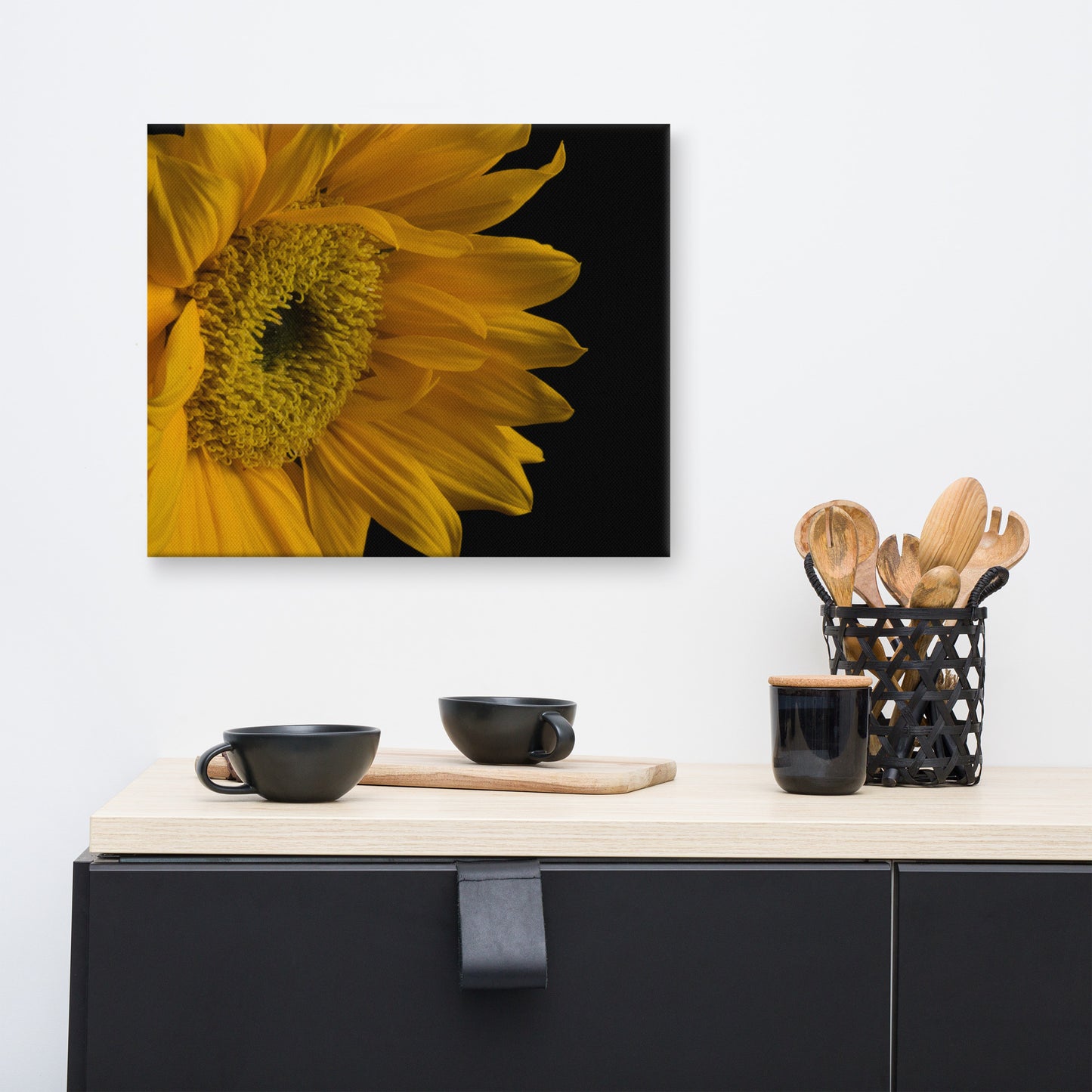 Sunflower from Left Floral Nature Canvas Wall Art Prints