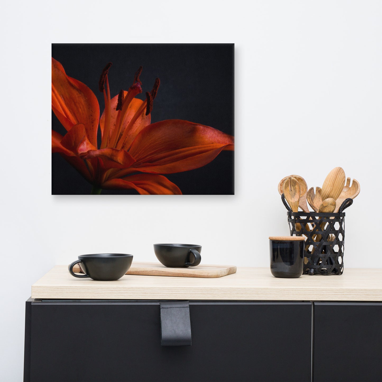 Orange Lily with Backlight Floral Nature Canvas Wall Art Prints