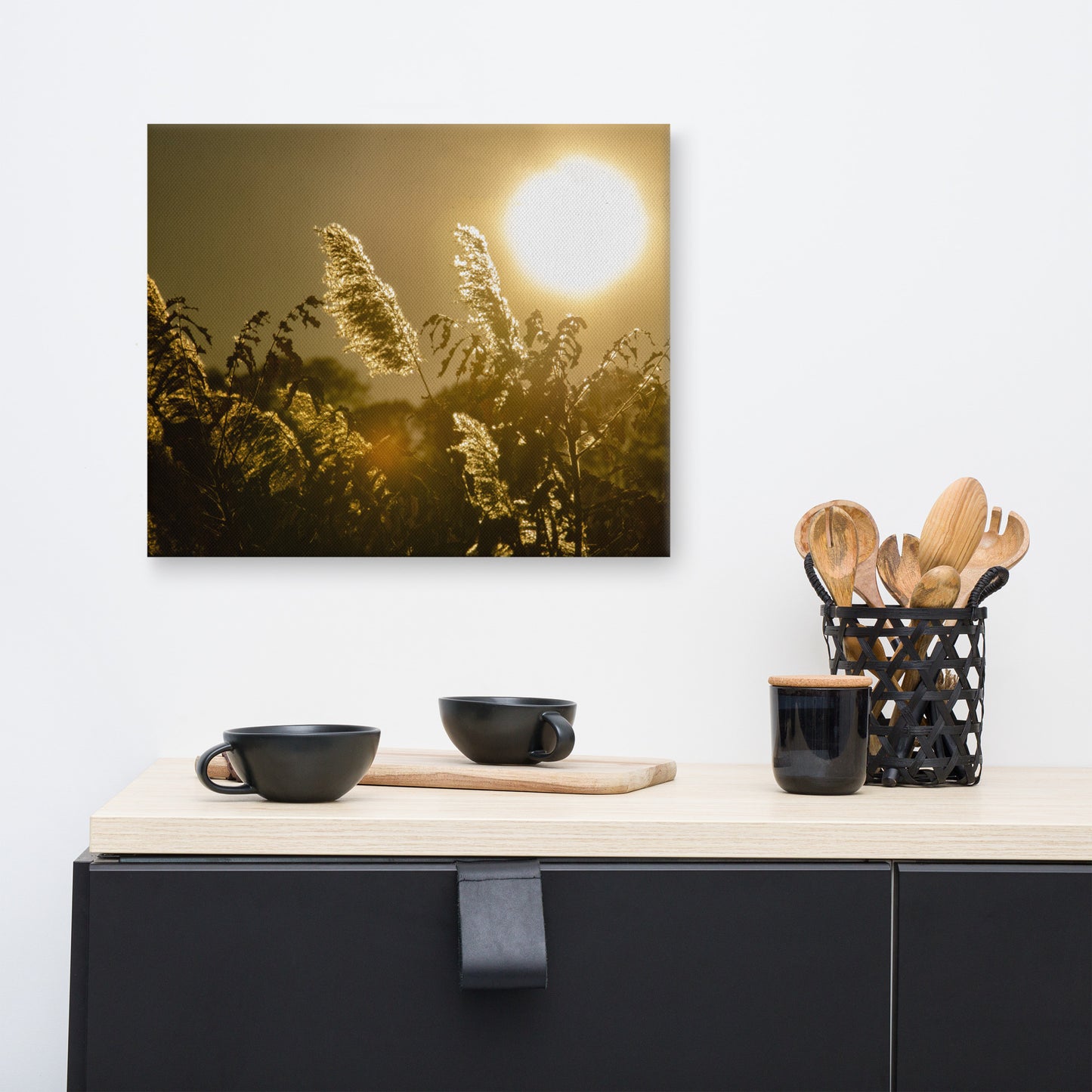 Golden Marsh Weeds Floral Nature Canvas Wall Art Prints