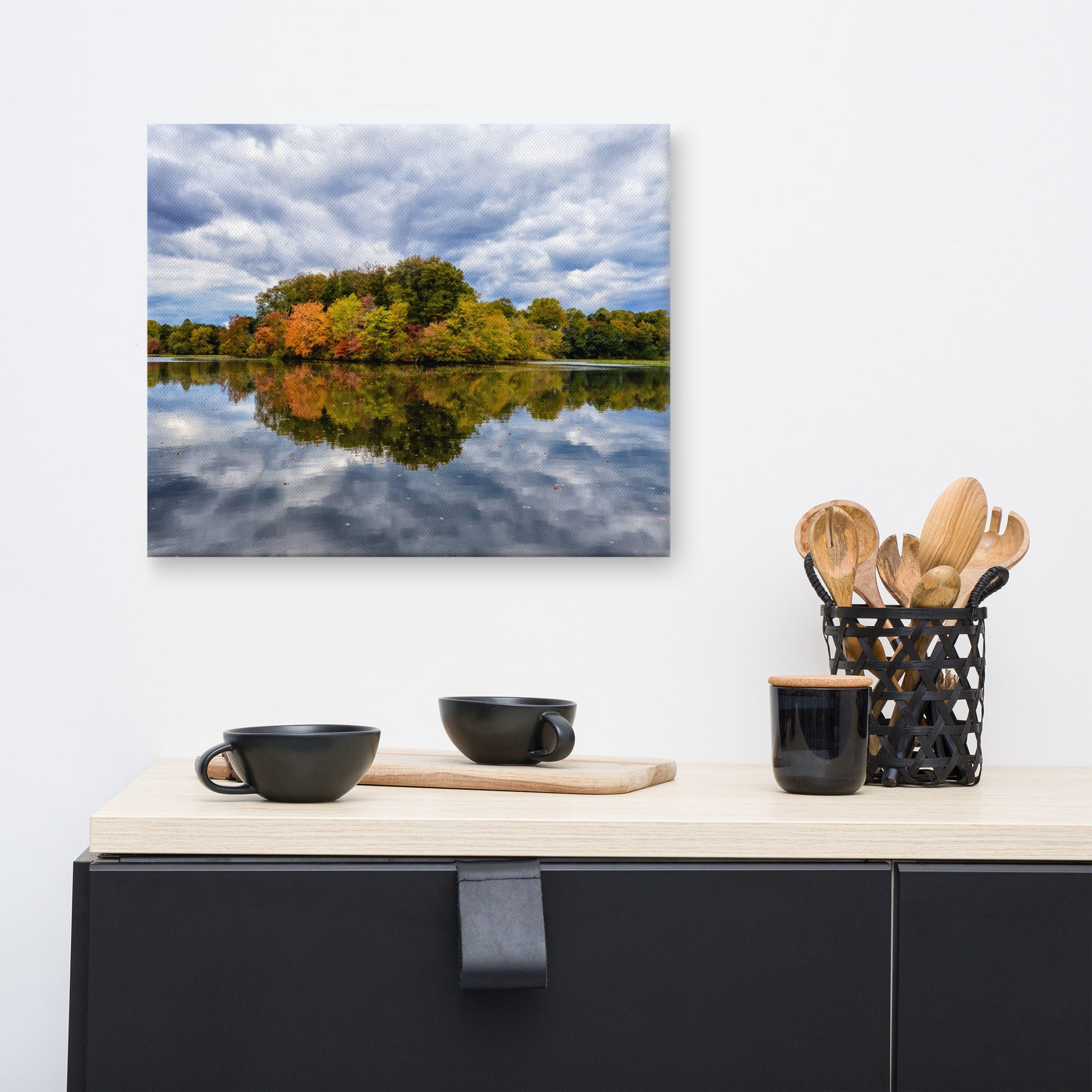 Canvas Pictures For Dining Room: Autumn Reflections - Farmhouse / Rural / Country Style Landscape / Nature Photograph Canvas Wall Art Print - Artwork - Wall Decor