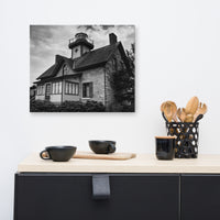 Cedar Point Lighthouse in Black and White Coastal Landscape Canvas Wall Art Prints