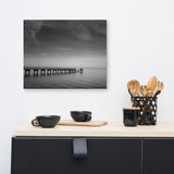End of the Pier Black and White Coastal Landscape Canvas Wall Art Prints