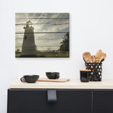 Faux Rustic Reclaimed Wood Turkey Point Lighthouse Canvas Wall Art Prints