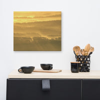 Golden Mist Valley - Hills & Mountain Range Rural Landscape Canvas Wall Art Prints