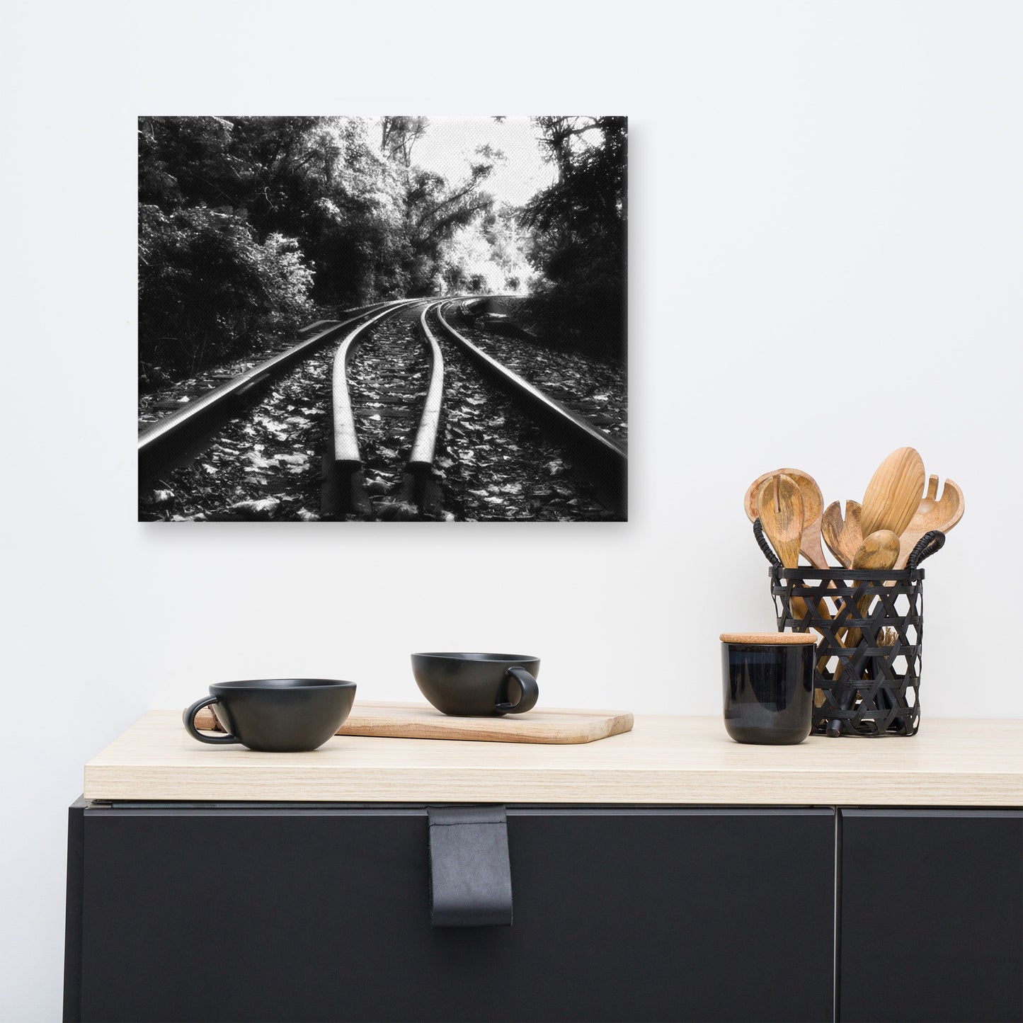 Lead Me Into The Light Black and White Rural Landscape Canvas Wall Art Prints