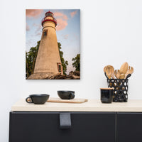 Marblehead Lighthouse at Sunset From the Shore Canvas Wall Art Prints