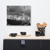Overfalls Lightship Black and White Coastal Landscape Canvas Wall Art Prints