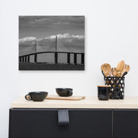 Skyway Bridge Black and White Coastal Landscape Canvas Wall Art Prints