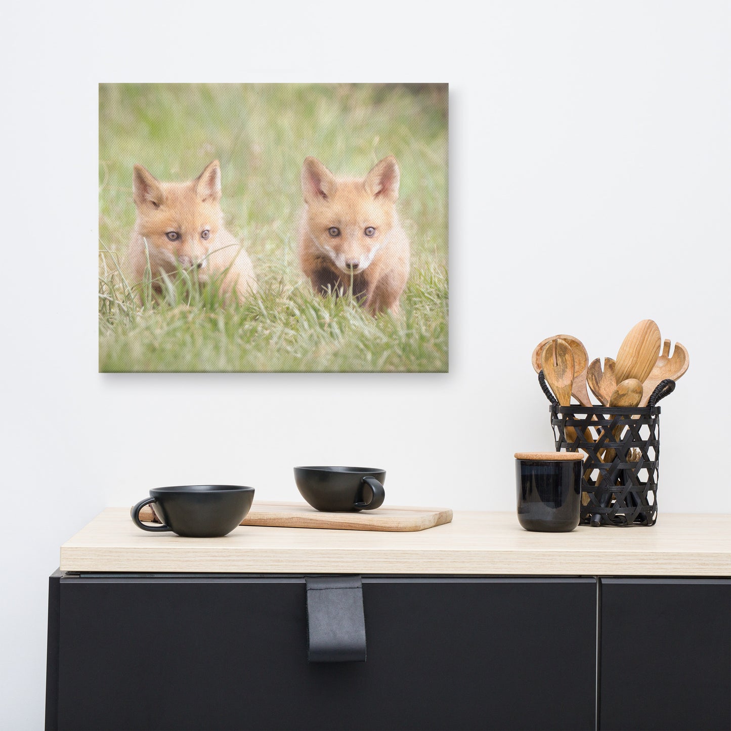 Baby Red Foxes Learning to Hunt Animal / Wildlife Photograph Canvas Wall Art Prints
