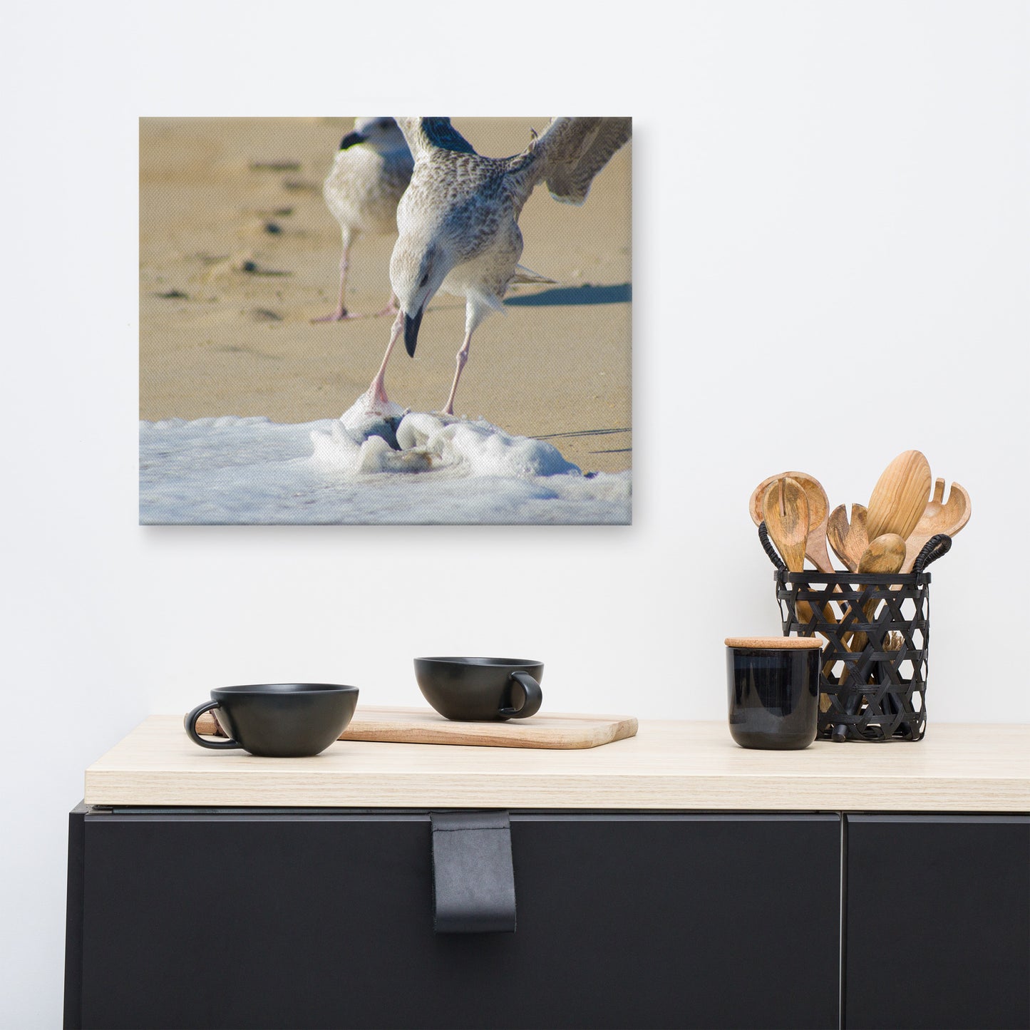 Oh That's Cold Coastal Bird Animal / Wildlife Photograph Canvas Wall Art Prints