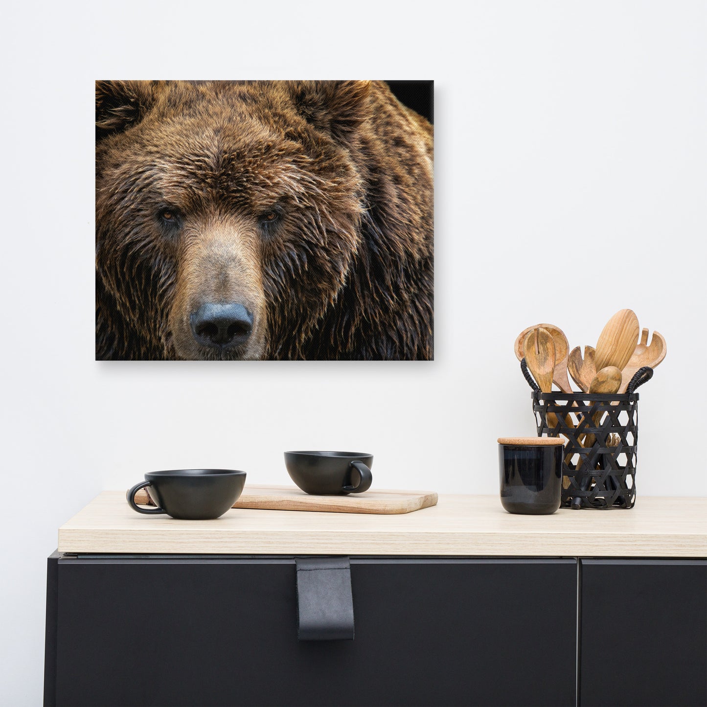 Brown Bear Face Close-up Animal Wildlife Photograph Canvas Wall Art Print
