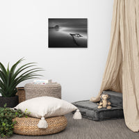 Dramatic Beach with Driftwood Black and White Coastal Landscape Photo Canvas Wall Art Prints