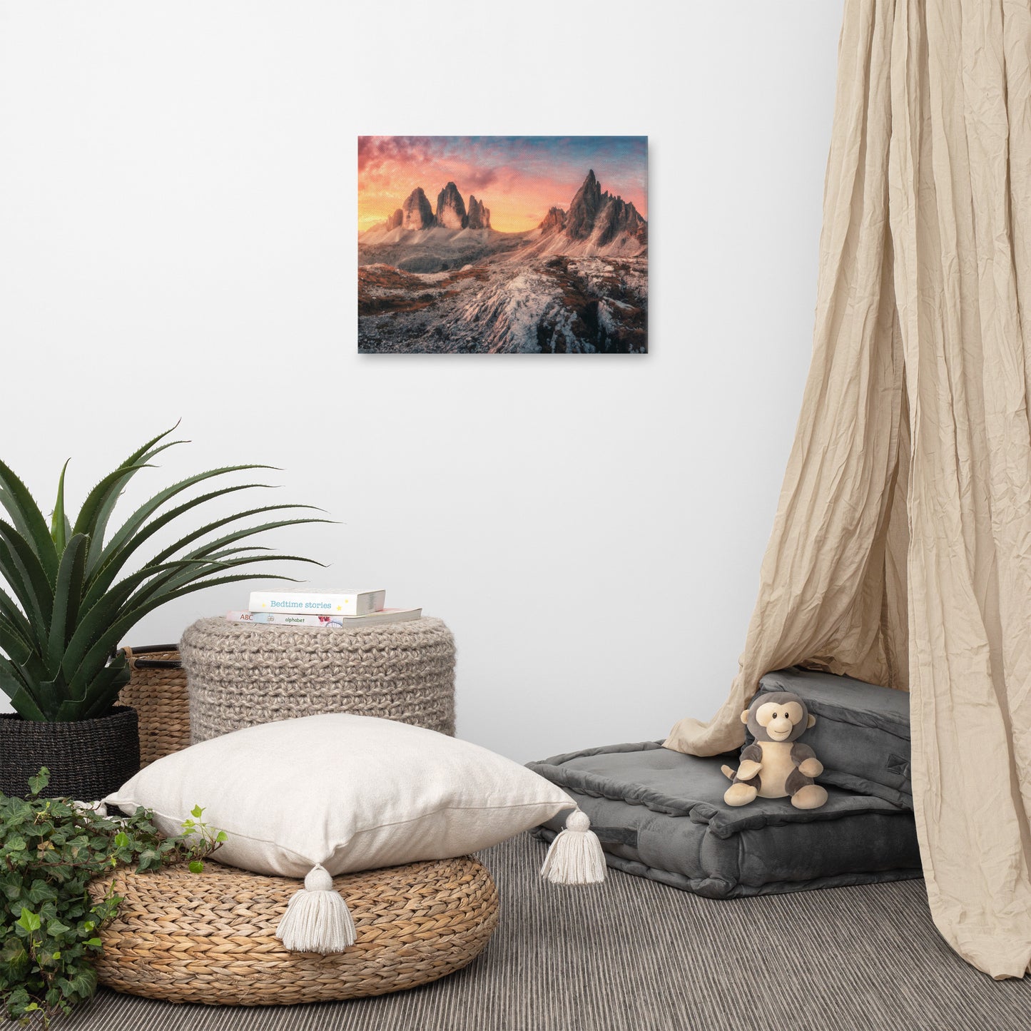 Mountains Colorful Cloudy Sunset 2 Landscape Photo Canvas Wall Art Prints