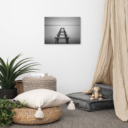 Soft Lake and Abandoned Pier Black and White Landscape Photo Canvas Wall Art Prints