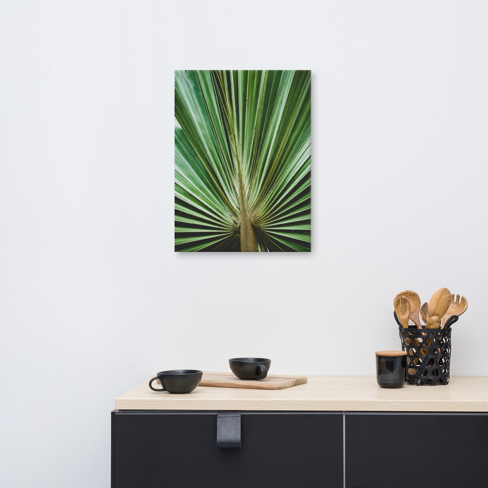 Elegant Wall Art For Dining Room: Aged and Colorized Wide Palm Leaves 2 - Botanical / Plants Nature Photograph Canvas Wall Art Print - Artwork