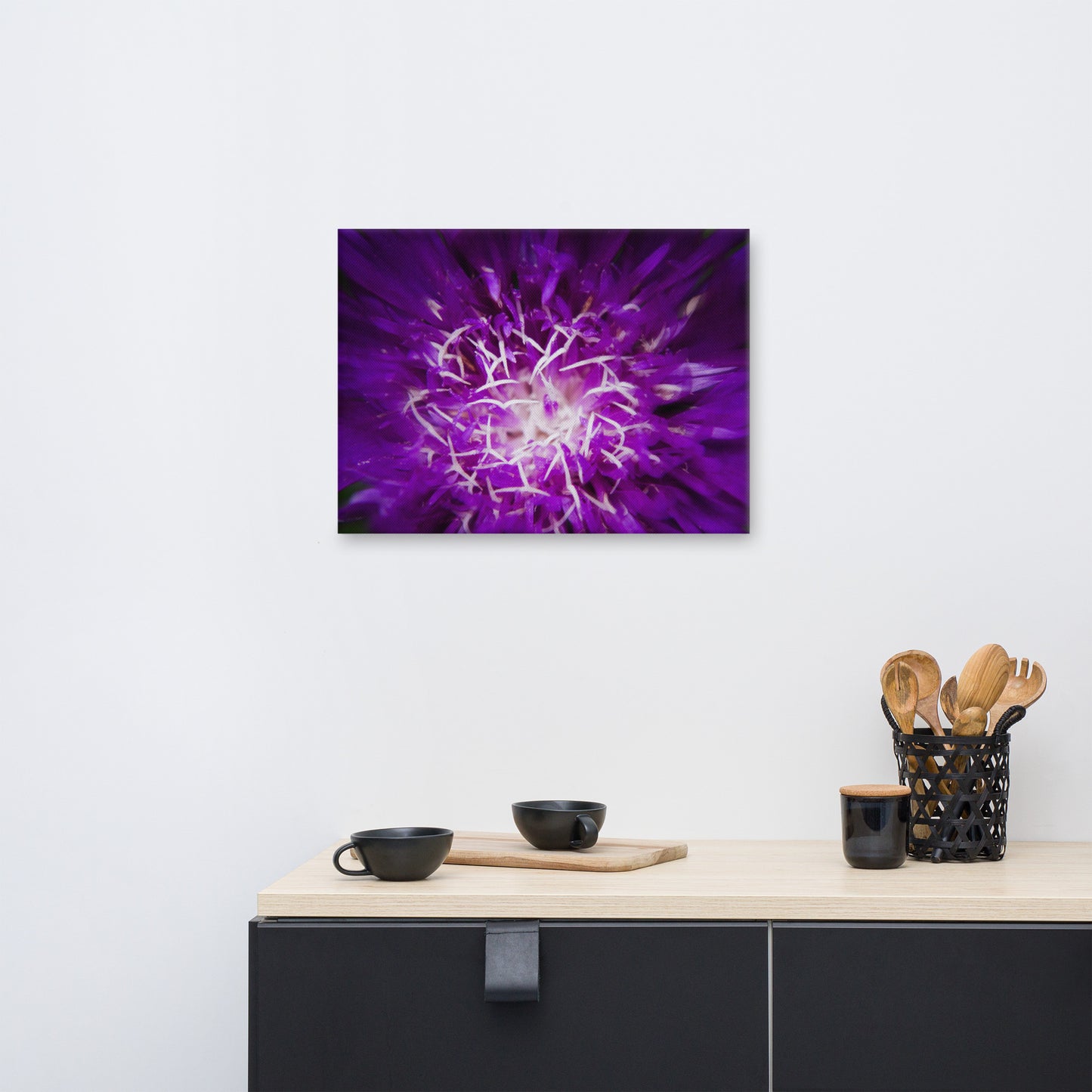 Art For Dining Room Wall Ideas: Dark Purple and White Aster Bloom Close-up Botanical / Floral / Flora / Flowers / Nature Photograph Canvas Wall Art Print - Artwork