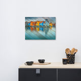 Faux Wood Blue Morning at Waters Edge Coastal Landscape Canvas Wall Art Prints