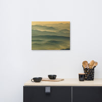 Foggy Mountain Layers at Sunset Rural Landscape Canvas Wall Art Prints