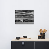 Barn in Field Black and White Rural Landscape Canvas Wall Art Prints