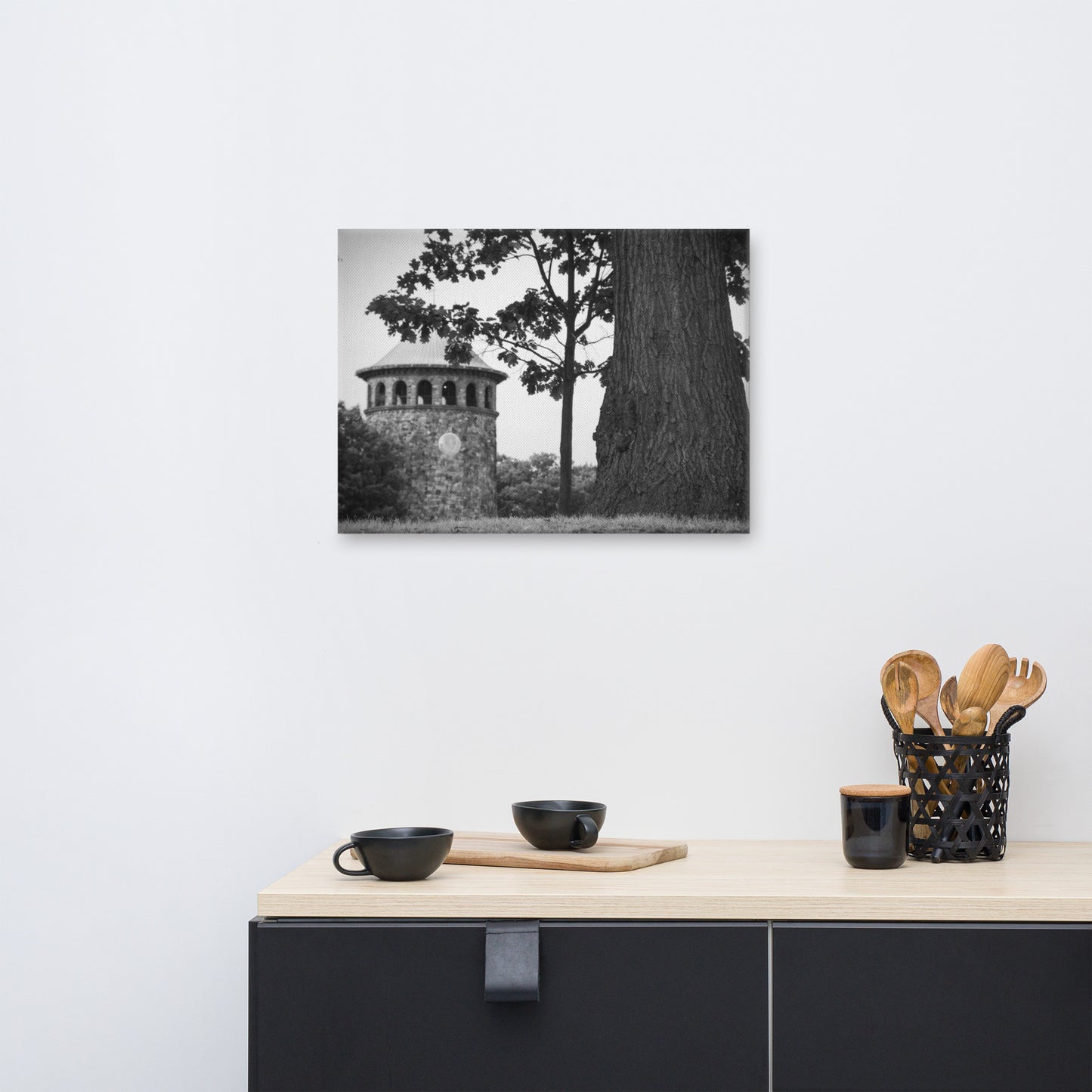 Rockford Tower 2 Black and White Rural Landscape Canvas Wall Art Prints