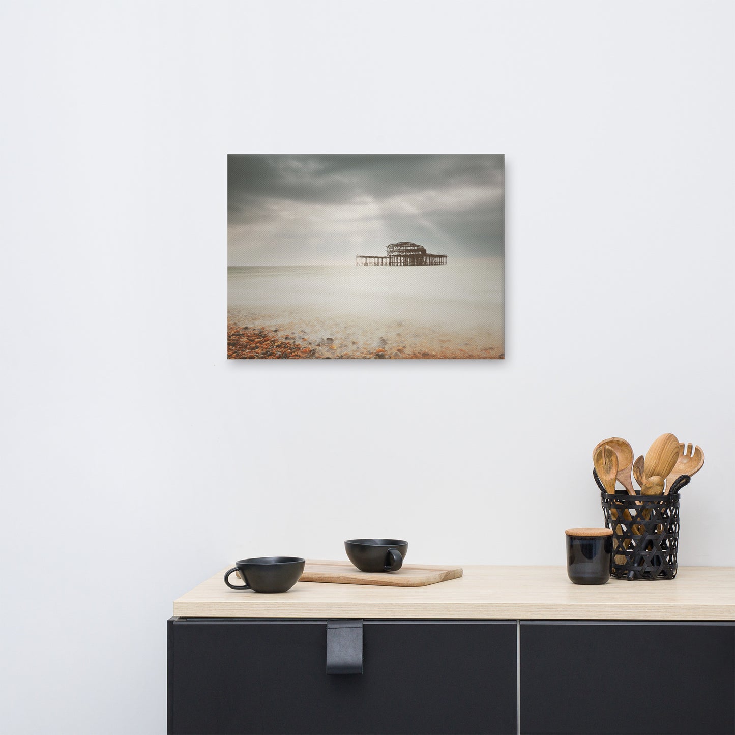 Wall Canvas For Dining Room: Abandoned West Pier Warming Matte Effect - Coastal / Seascape / Nature / Landscape Photo Wall Art - Wall Decor - Artwork