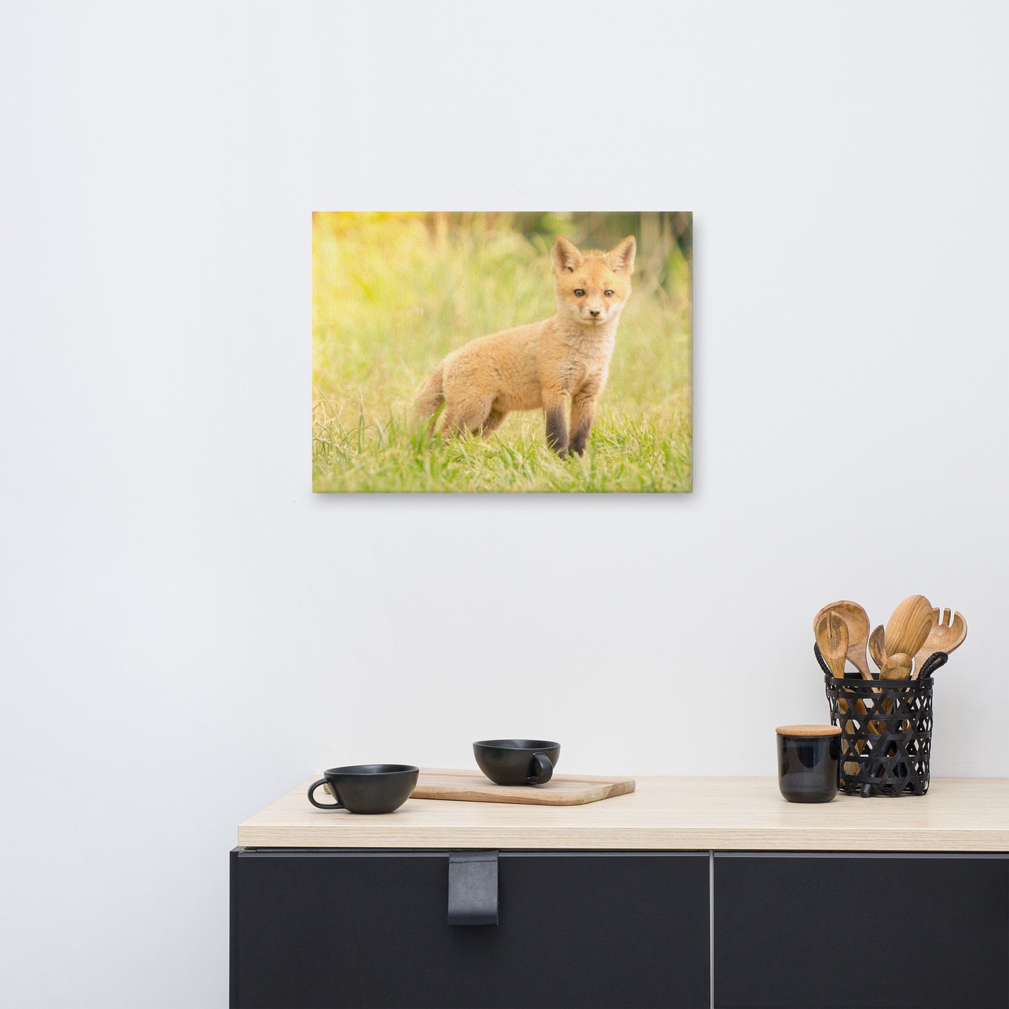 Animal Canvas For Nursery: Baby Red Fox in the Sun Animal / Wildlife / Nature Photograph Canvas Wall Art Print - Artwork