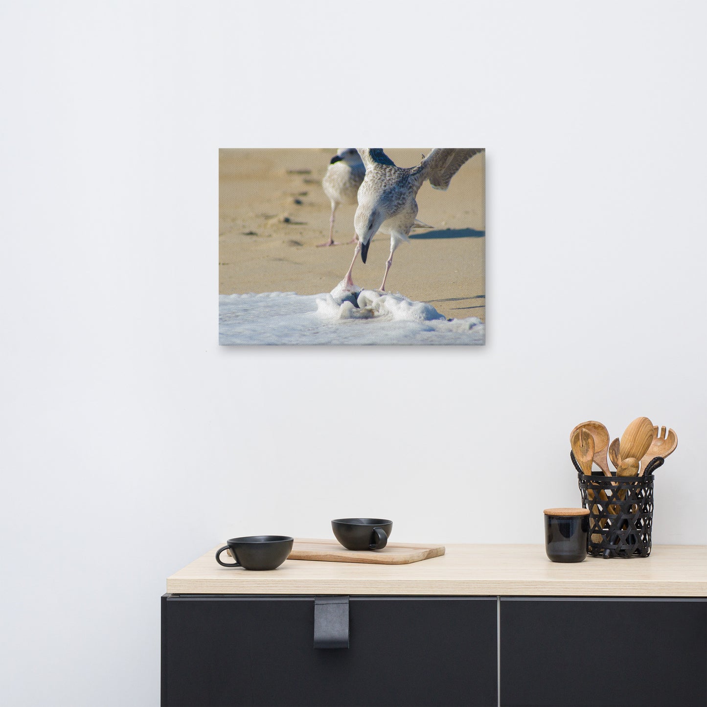 Oh That's Cold Coastal Bird Animal / Wildlife Photograph Canvas Wall Art Prints