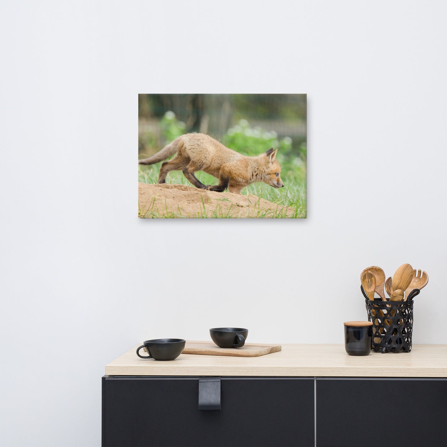 Woodland Nursery Animal Prints: Fox Pup In Meadow Animal / Wildlife / Nature Photograph Canvas Wall Art Print - Artwork - Wall Decor