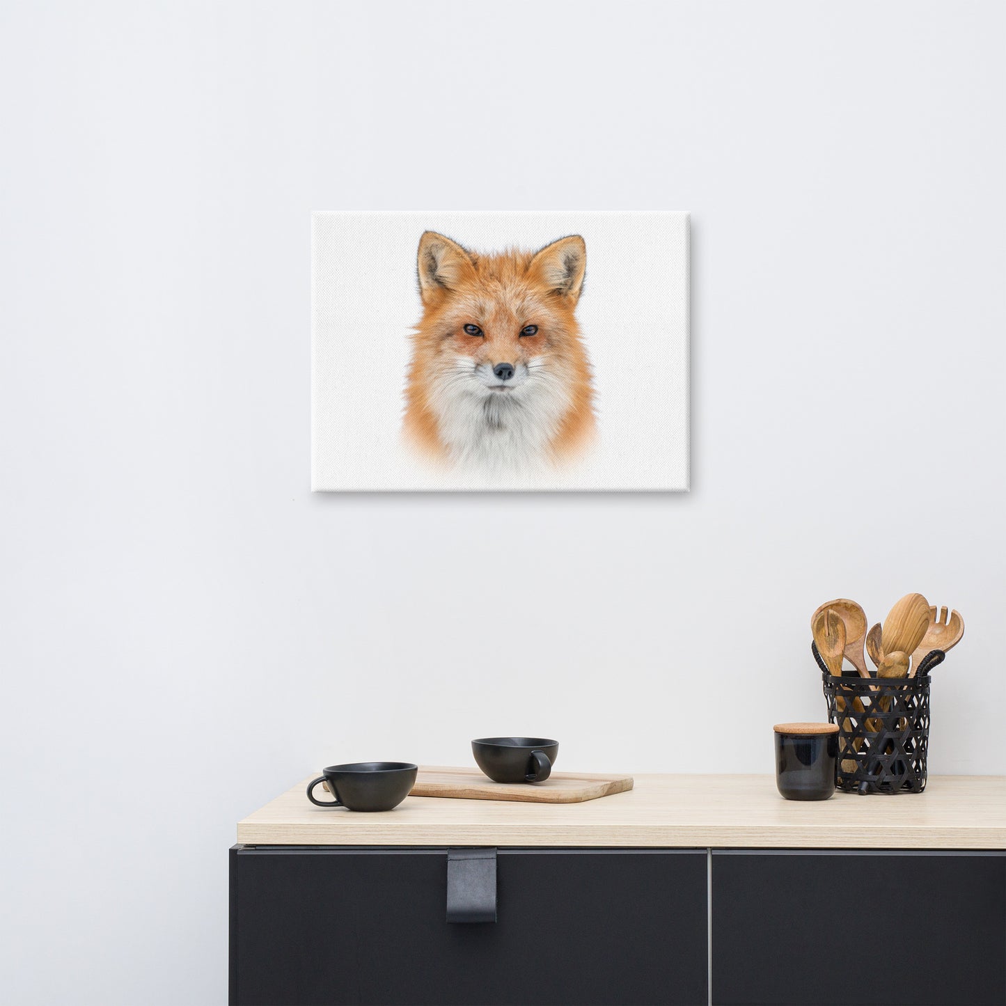 Young Red Fox Face On White Animal Wildlife Nature Canvas Wall Art Prints