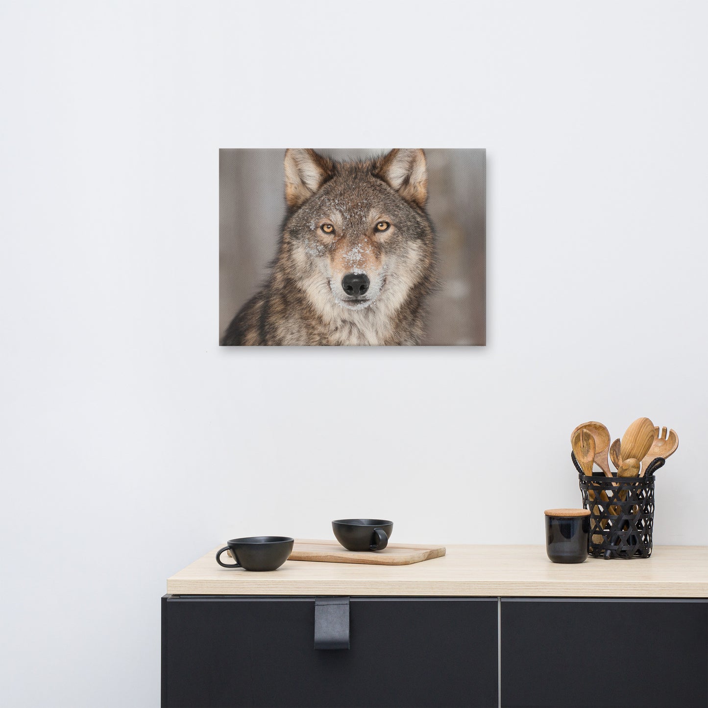 Portrait of Gray Wolf In The Forest Animal Wildlife Nature Photograph Canvas Wall Art Prints
