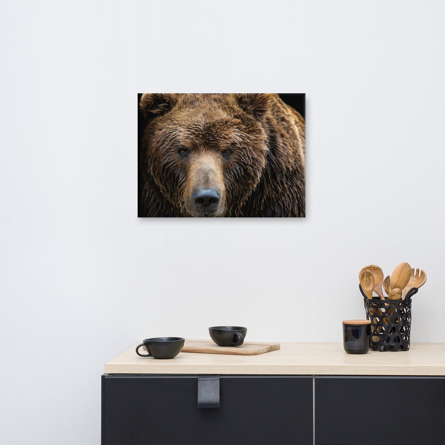 Brown Bear Face Close-up Animal Wildlife Photograph Canvas Wall Art Print