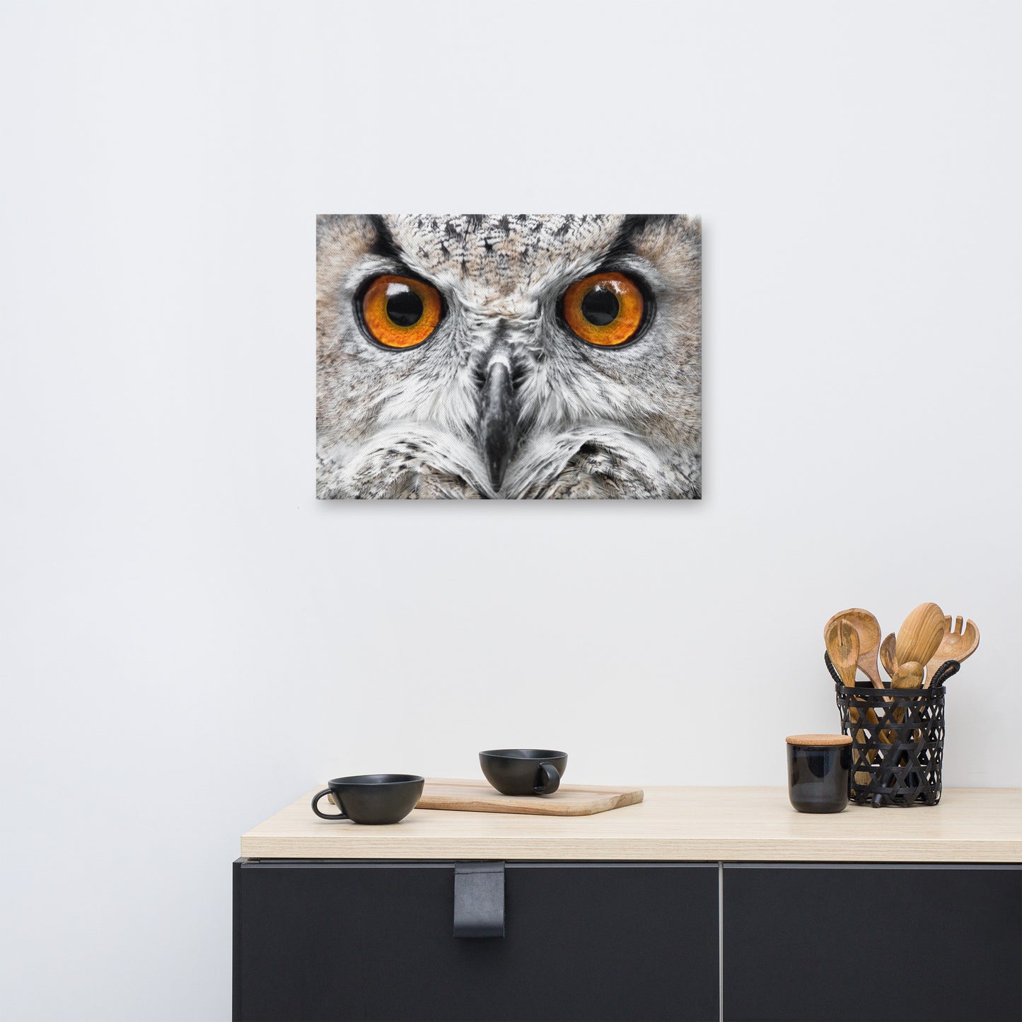 Close-up Yellow Owl Eyes Animal Wildlife Photograph Canvas Wall Art Print