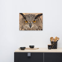 Close-up Yellow Eurasian Eagle Owl Wildlife Animal Canvas Wall Art Print