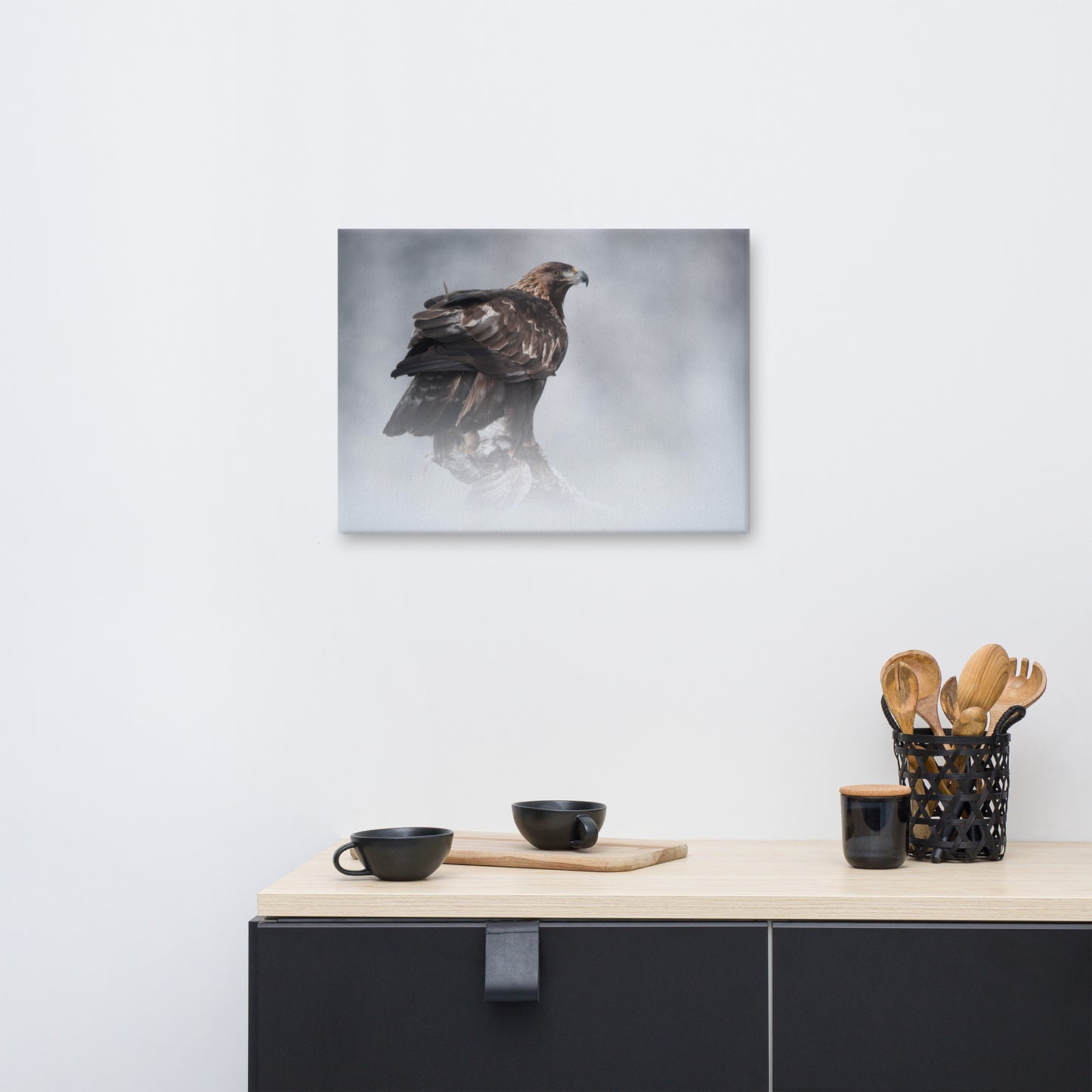 The Victor - Golden Eagle with Prey In The Mist Animal Wildlife Photograph Canvas Wall Art Prints