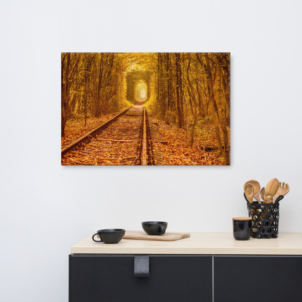 Living Room Country Wall Decor: Ukraine Forest Railway Tunnel of Love Landscape Photo Canvas Wall Art Print