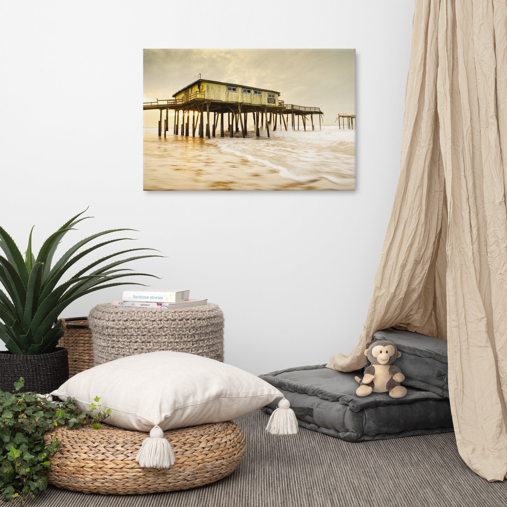 Abandoned Frisco Fishing Pier Coastal Landscape Photo Canvas Wall Art Prints