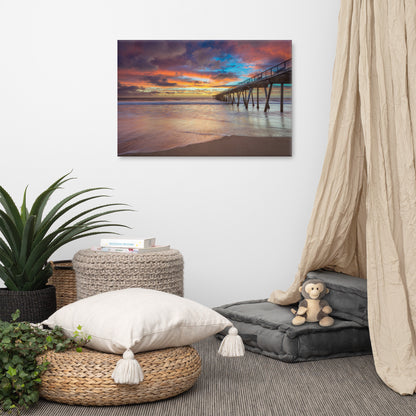 Dreamy Pier at Sunset Landscape Photo Canvas Wall Art Prints