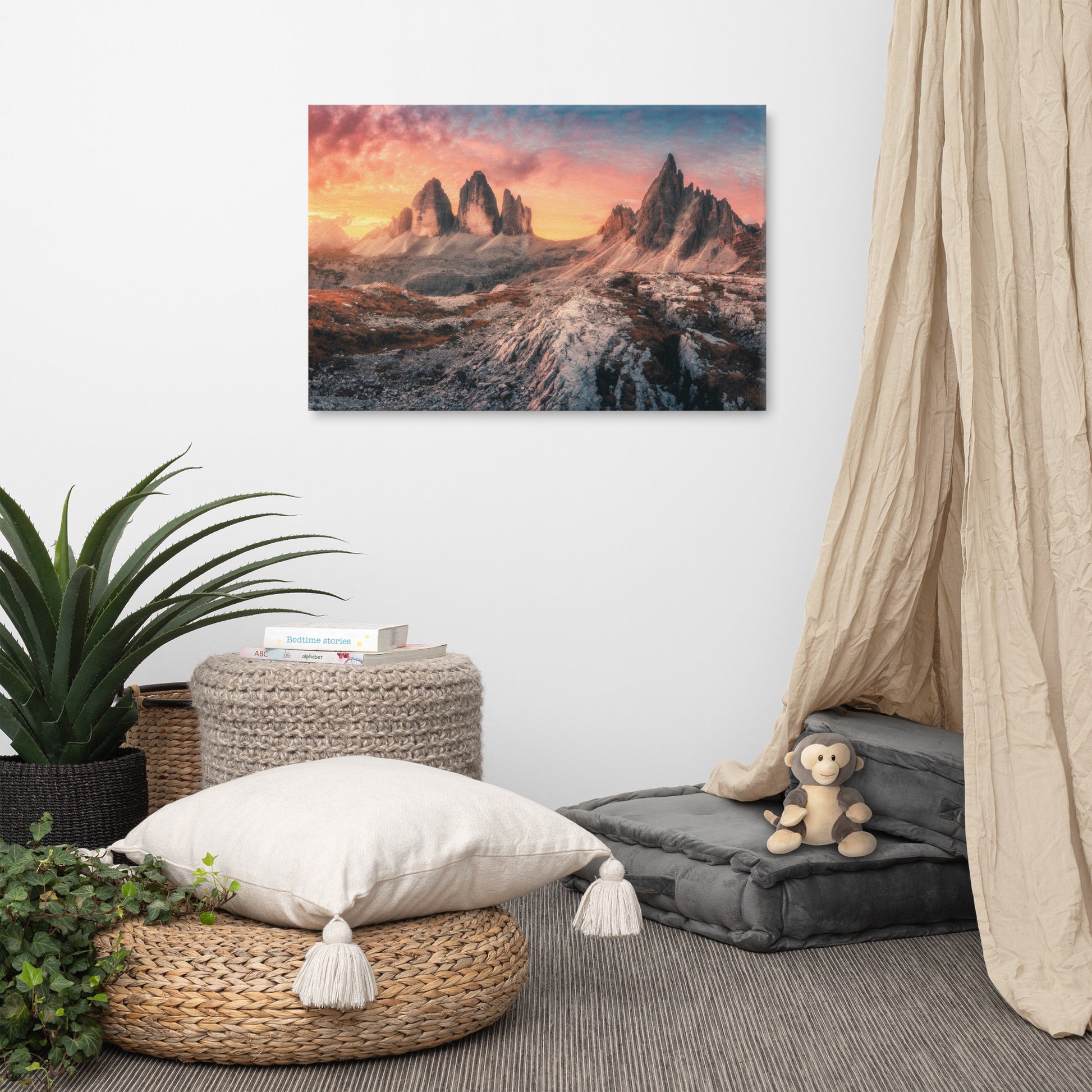 Mountains Colorful Cloudy Sunset 2 Landscape Photo Canvas Wall Art Prints