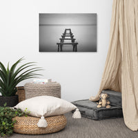 Soft Lake and Abandoned Pier Black and White Landscape Photo Canvas Wall Art Prints