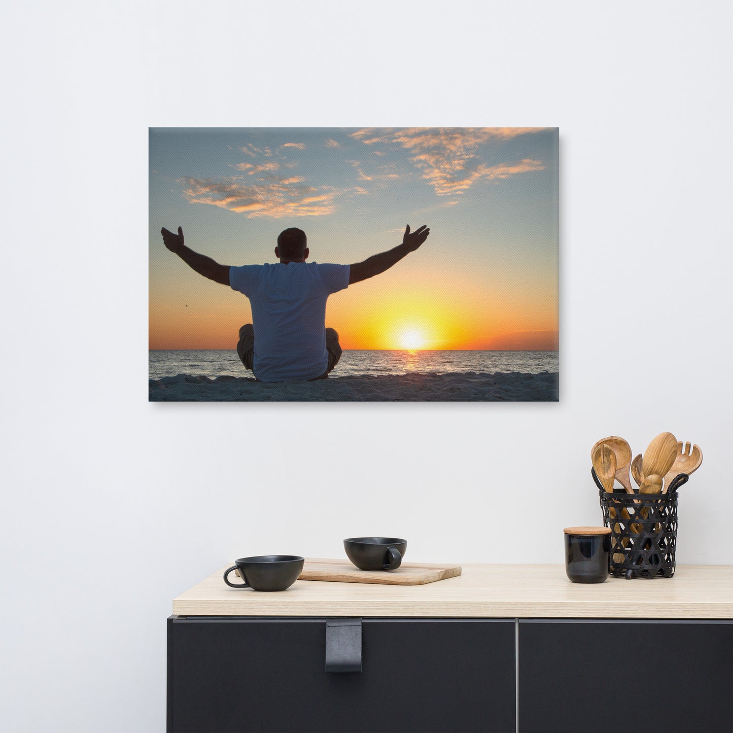Embrace The Light Sunset Coastal Landscape Photo Canvas Wall Art Print