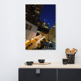 Light Trails in Philly Urban Landscape Traditional Canvas Wall Art Print