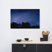 Lightning Over The Valley Night Nature Traditional Canvas Wall Art Print