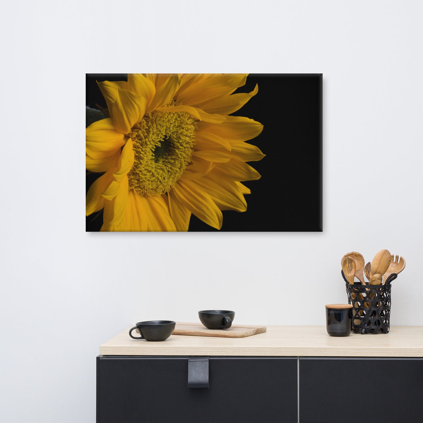 Sunflower from Left Floral Nature Canvas Wall Art Prints