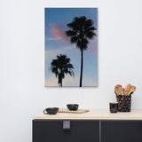 Palm Tree Silhouettes on Blue Sky Botanical Nature Canvas Wall Art Prints