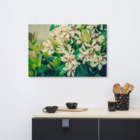 Indian Hawthorn Shrub in Bloom Colorized Floral Nature Canvas Wall Art Prints
