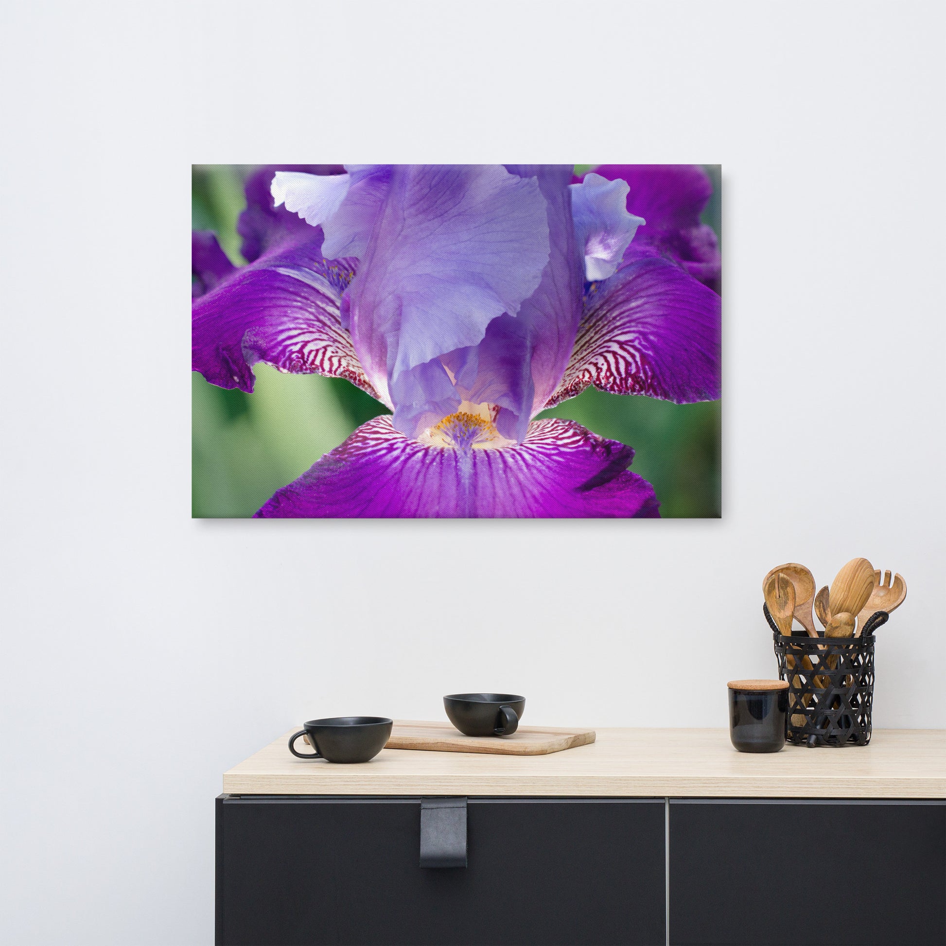 Purple Bedroom Art: Glowing Iris - Botanical / Floral / Flora / Flowers / Nature Photograph Canvas Wall Art Print - Artwork