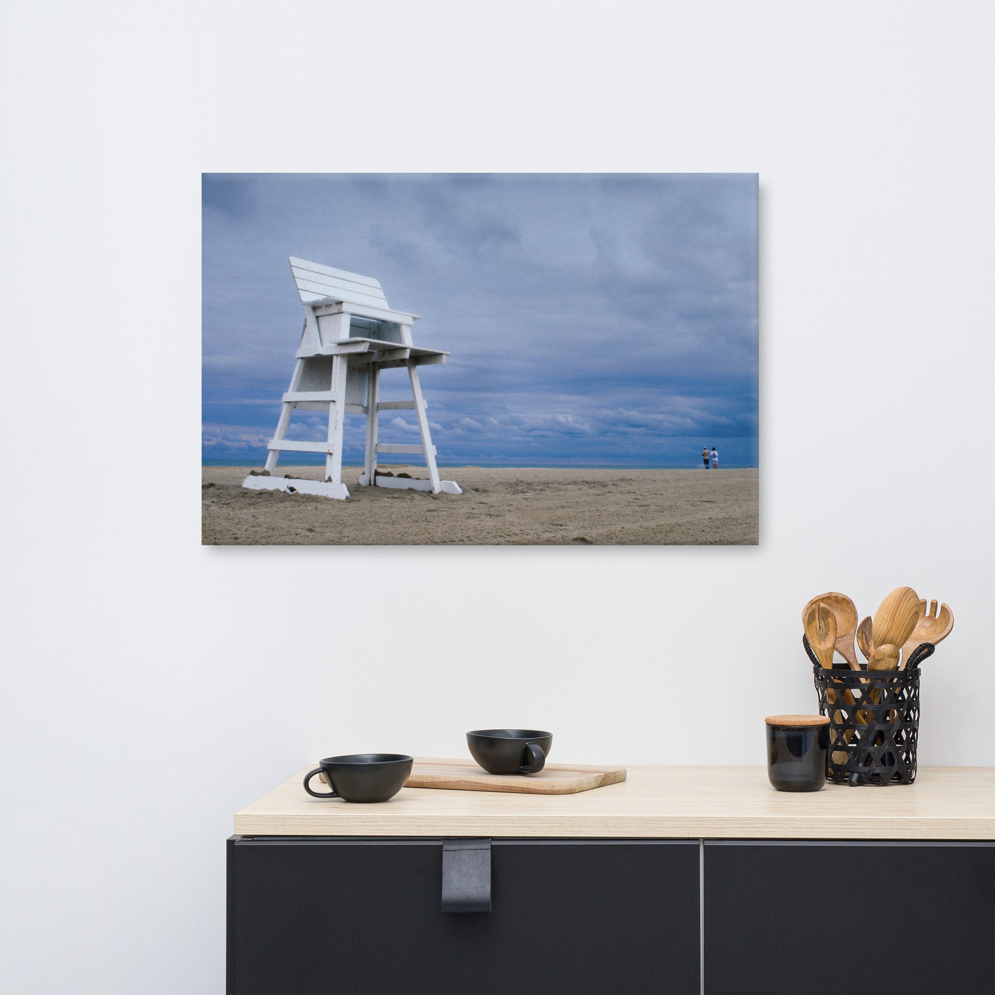 Formal Dining Room Wall Art: Approaching Storm - Coastal / Beach / Seascape / Nature / Landscape Photo Canvas Wall Art Print - Artwork
